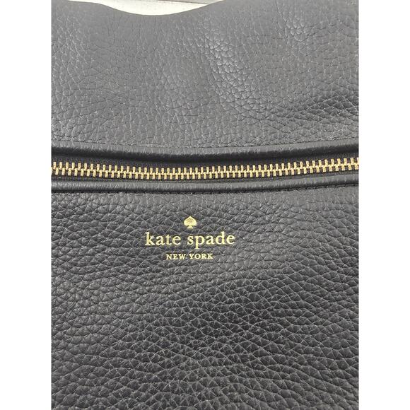 Kate Spade New York Black Leather Shoulder Bag Tassel Zip Hobo - Picture 3 of 9